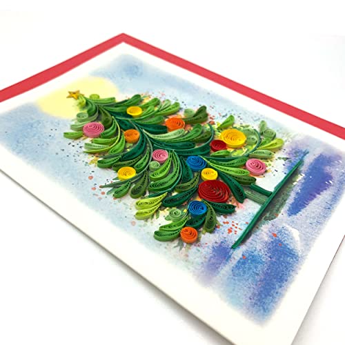 Tumybee Christmas Tree Snowman Funny Christmas Card, Xmas Card, Greeting Card, Handmade 3D Quilling Card For Love Friend Mom On Christmas, New Year, Thanks Giving, Postcard With Envelop (Christmas Tree) #TOP2