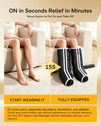 Image of ALLJOY Leg Massager with Heat and Compression, Sequential Leg Compression Massager Boots with 2 Heat 4 Mode 4 Intensity, Leg Massager for Circulation and Pain Relief FSA