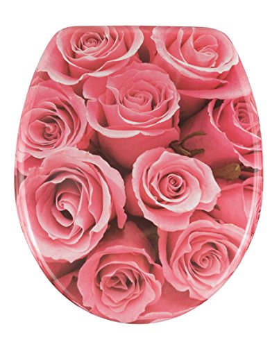 Preisvergleich Produktbild Wenko 17653100 WC-Sitz Rosenstrauß - rostfreie Edelstahlbefestigung, Duroplast