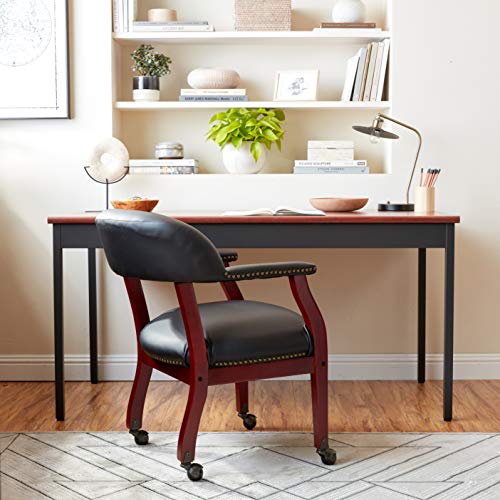 Boss Captain’s Chair In Black Vinyl W/ Casters #TOP6