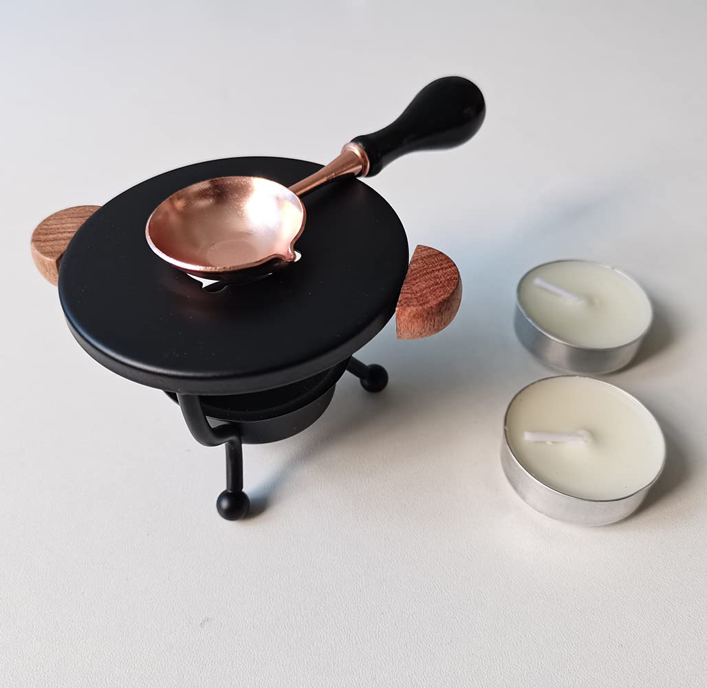 Wax Seal Warmer Kit for Sealing Wax Beads, Sealing Wax Furnace with Melting Spoon and 2 Pieces Candles, Seal Warmer Set for Seal Stamp, Seal Wax Sticks