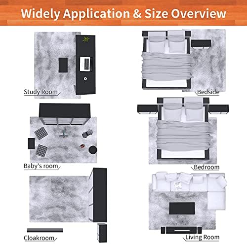 GJWLaie Soft Fluffy Area Carpet Rugs Anti-skid Plush Shaggy Soft Touch Rugs For Living Room Rug Carpets for Children Bedroom Home Decor Kids Room 160*200cm Grey
