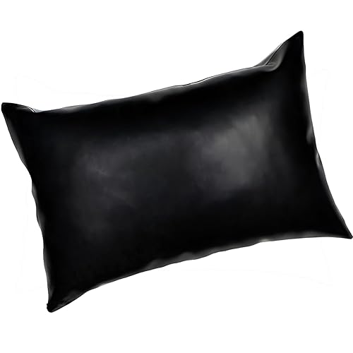 Taie d'oreiller Classique en Latex avec Fermeture éclair 20 x 28 Pouces,Housse Coussin Caoutchouc Naturel,Faite à la Main, Taie d'oreiller en Latex - Black