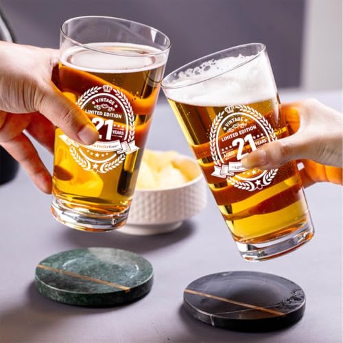 Fabuloustrim 21st Birthday Gifts for Men,21st Birthday Decorations for Him,Gift Ideas for Son Brother Friend,Milestone Present for 21 Year Old Male, Beer Glass Keepsake - Image 6