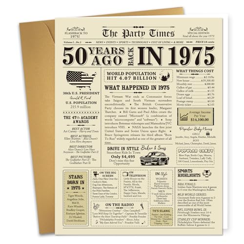 Ogeby Divertida tarjeta de 50 cumpleaños para mujeres y hombres, tarjeta jumbo de 50 aniversario de boda, regalos para padres y parejas, regalos vintage de 50 años para papá, mamá, amigo, en 1973