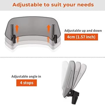Motorcycle Windscreen for Kawasaki Vulcan S 650 VN650 – Adjustable Clip-On Windshield Extension, Motorbike Wind Deflector, Screen Extender, Wind Protection,A Transparent-360mm×140mm
