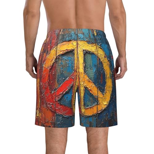 Men Swim Trunks Beach Shorts Swimwear Summer Bathing Suits - Rainbow Peace Love Sign3