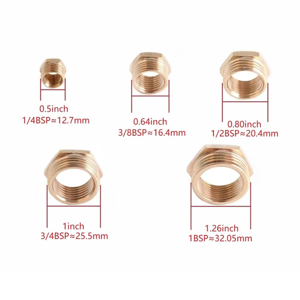 5 piezas de conexión de tubería de latón de 6/8/10/12/14/16 mm con cola de espiga para manguera de 1/8", 1/4" y 3/8" con conector macho BSP de cobre.