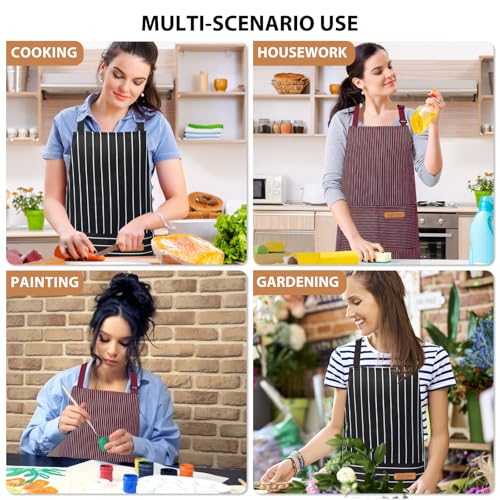 Image of VALOME 2 Pack Kitchen Aprons, Apron for Cooking with 2 Pockets, Unisex Adjustable Neck Strap Chef Aprons for Men Women