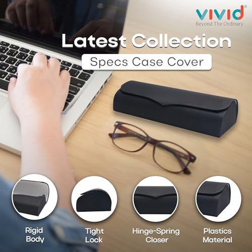 Image of VIVID Vision Unisex Adult Eyewear Specs Case Cover | Screw Driver | Free Cloth | Protect Eye Glasses | Chashma Dibbi | Spectacle Box | Magnetic | Faux Leather | IC-556 | 3 IN 1 | Black