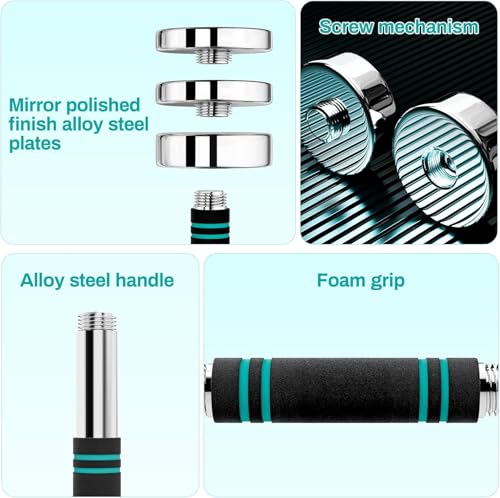 Lot de 2 Haltères en Acier 5kg 10kg - Haltères Réglables Ultra Compacts avec Poignée en Mousse pour la Musculation, l'Haltérophilie, l'Entraînement à Domicile et à Salle de Sport – Image 6