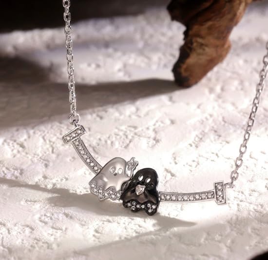 XAM Adjustable Ghost Charm Necklace with Crystal Accents - Creative Halloween Jewelry, Unique Gift for Friends or Couples, Festive Accessory for Parties or Daily Wear, Fashionable Design - Image 4