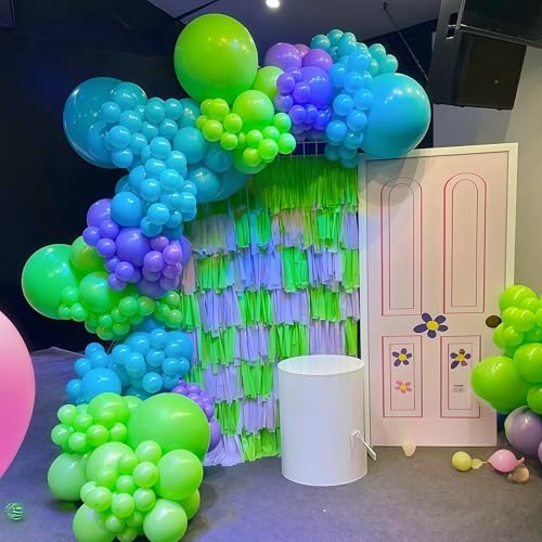Image of Pink Blue Purple Party Balloons, Pack of 60 12 inch Monster Balloons with Clear Balloon, Pink Metallic Purple Teal Green Balloons for Kids Magic Theme Birthday Baby Shower Party Decorations Supplies