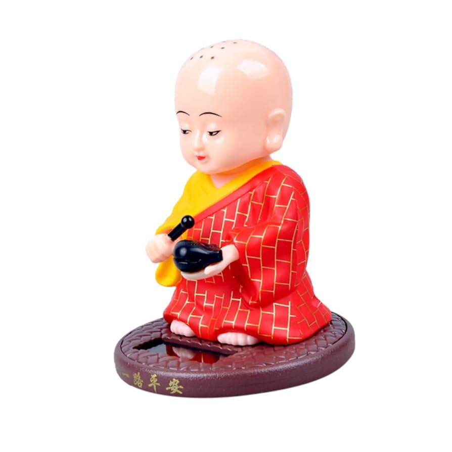 Amazon.co.jp: 小さな僧侶の置物の太陽の頭のおもちゃ面白い車の