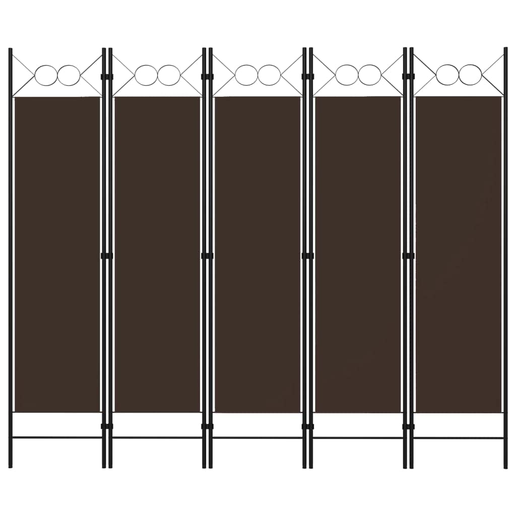Paravent 5 pièces marron 200 x 180 cm avec cadre en fer