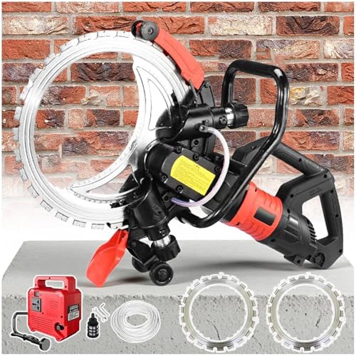 Scie à béton électrique 8980W/9500W, Scie à Anneau pour Béton, Machine de Découpe Murale, Profondeur de Coupe 300mm, 2 Lame Diamant 410mm, Rainureuse...