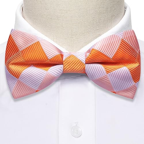 Image of YOHOWA Mens Bow Tie Set Paisley Coloful Pre-tied Bowties Adjustable with Handkerchief Cufflinks Wedding Prom Party