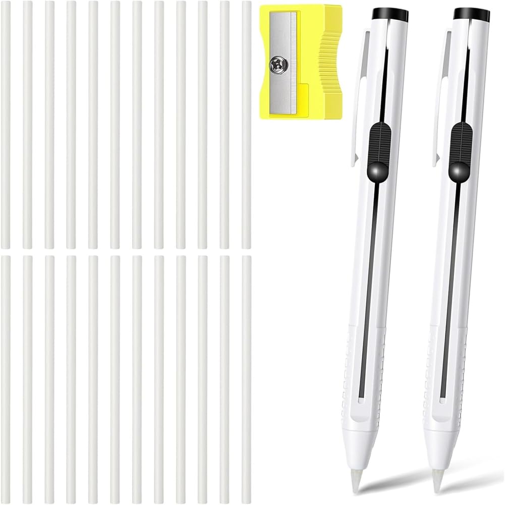 UDSKNV[KSL Sewing Fabric Pencils and Fabric Marker Pens(28 Pcs), Chalk Pencil Refillable Set with Sharpener, for Quilting DIY Craft
