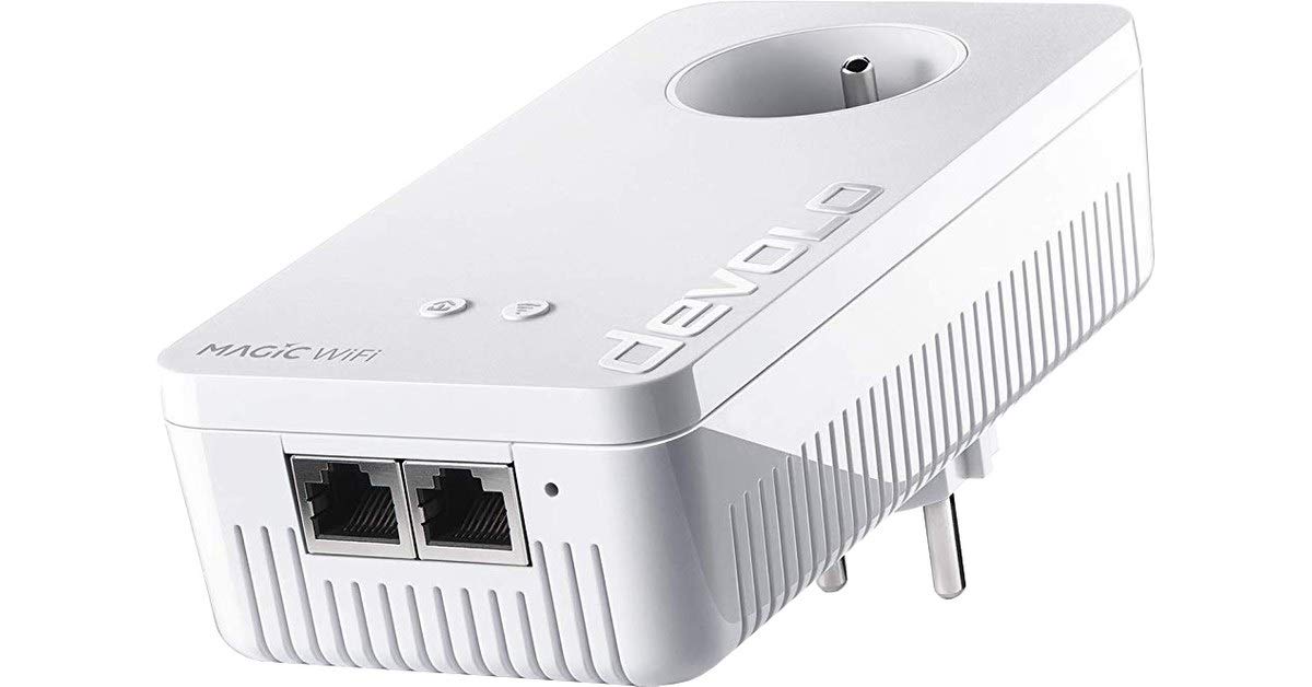Devolo Magic 1 LAN 1-1-1 Adattatore CPL ultra-puissant fino a 1200 Mbits/S, con presa di corrente integrata, Bianco (versione francese)