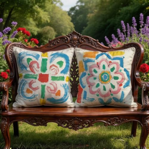 Funda cojín 50x50 cm juego de 2 lavables de lino para renovar sofá desgastado 4