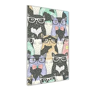 Tulup Schilderij op gehard glas- 60×120 – Schilderij Muurdecoratie – Wanddecor Kunstdruk – Modern Decoratief Beeld Gedrukt – Decoratie Poster Foto Afbeelding – Katten met een bril