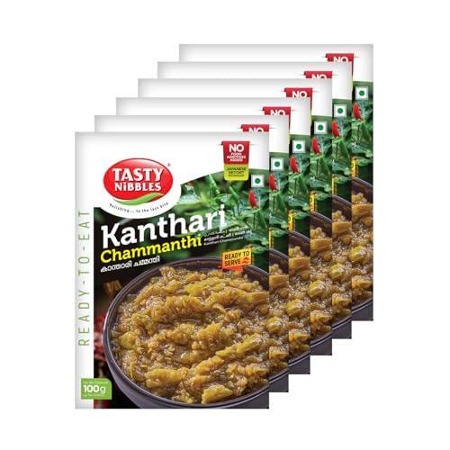 Image of Tasty Nibbles Ready to Eat Kanthari Chammanthi 100g | Open Heat & Eat | Vegetarian | No Added Preservatives | Japanese Retort Technology [Pack of 6]
