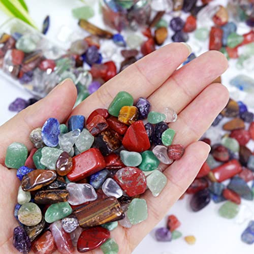 Image of 1lb 7 Chakra Aquarium Gravel Rocks Natural Tumbled Healing Crystal Chips Bulk Gemstones Crushed Stones for Fountain Vase Filler Planters Decorative Fish Tank Potted Reiki Energy Balancing