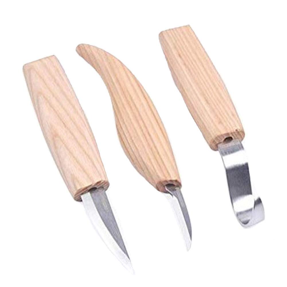 3 piezas Set madera herramientas de tallado, cuchara de tallado gancho cuchillo Sloyd cuchillo y chip cuchillo para artesanía de la carpintería