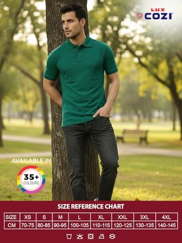 Image of Lux Cozi Men's Cotton Solid Polo Tshirt | Collar Tshirts | Half Sleeves | Stylish & Premium All Day Wear | Pack of 1
