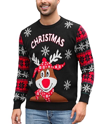 Uniexcosm Weihnachtspullover Herren Lustig Strickpullover Warm...