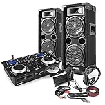 Complete DJ Setup - CD Mixer, Amplifier & Dual 6" Speaker Packages with Microphone, Headphones - High-Performance Professional DJ Amplifier and Speaker Packages