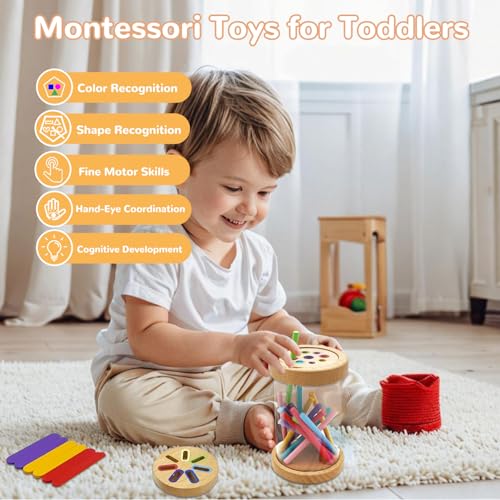 Image of Montessori Shape & Color Sorting Montessori Toys for Toddlers 3, Wooden Fine Motor Skills Sensory Toy Preschool Learning Toys Travel Gift for Boys and Girls (Acrylic Set)