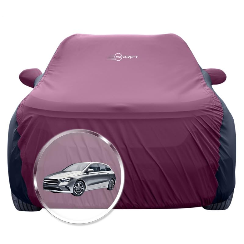 Image of NEODRIFT 'SuperTech' Car Cover for Mercedes B Class (100% Water-Resistant, All Weather Protection, Tailored Fit, Multi-Layered & Breathable Fabric) (Colour: Maroon+Black)