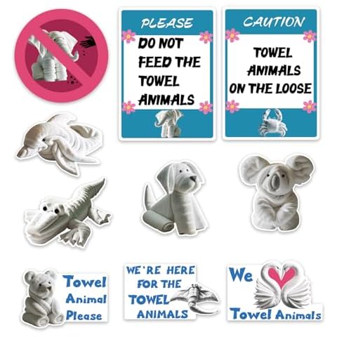 Gocasmus 10 Pcs Cruise Door Decorations Magnetic - Towel Animal Magnets, Fun Carnival Cruise Door Magnets for Cruise Ship Cabin Door, Refrigerator, Car Decor Cover