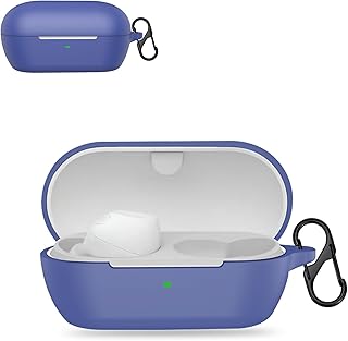 For Sony WF-C710N ケース カバー シリコン製 保護ケース Kluso 軽量 耐衝撃 落下防止 保護カバー キズ防止 防水防塵 カラビナ付き 紛失防止 全面保護 装着充電可能 ソニー WF-C710N 対応 プロテクターケース(ブルー)