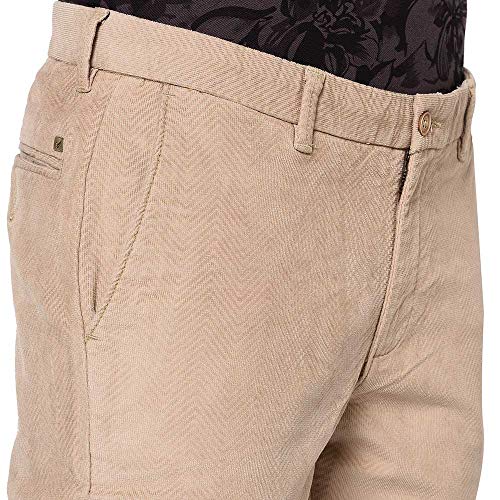 Image of Blackberrys Men's Cotton Blend Self-Design Slim Fit Casual Trousers