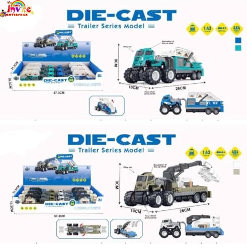 Image of 1:43 Metal Toys Alloy Diecast Truck Set Toy, Diecast Miniature Car Model (Pack Of 2) (Airport Ladder & Food Lighting Truck, Multi Color)