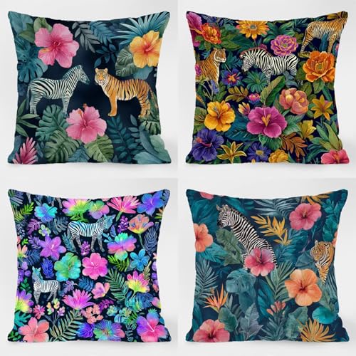 Amazon.co.jp: クッションカバー 50x50 cm 屋外用ソファークッション防水亜麻装飾用クッションカバー 薔薇 4個セット  両面プリントソファークッション 黒と白 装飾用 隠しジッパー付き屋外の庭、バルコニー、オフィスの家の装飾に適しています FGYBDWJP  Model-06482 ... クッションカバー 50 x 50 cm 屋外用ソファークッション防水亜麻装飾用クッションカバー 花 4個セット 両面プリントソファー