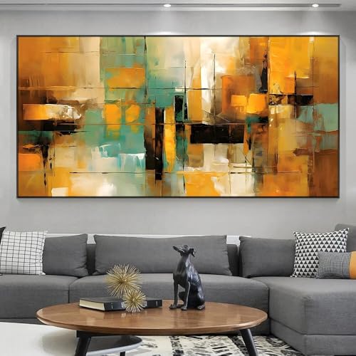 Tableau abstrait sur toile pour habiller un mur vide - Déco salon 40x80cm sans cadre