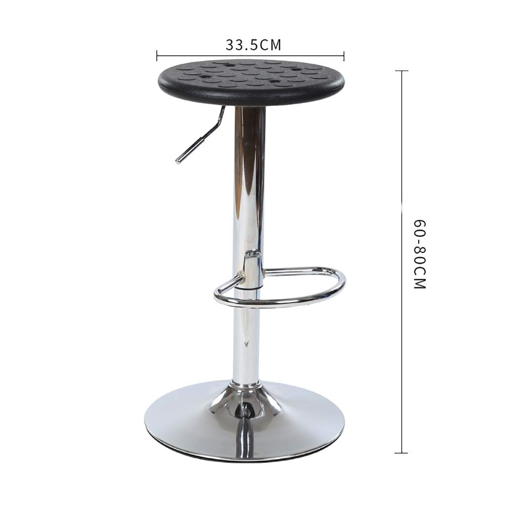 Taburete con Ruedas Taburete De Laboratorio, Asiento Inferior Ajustable, Taburete Alto, Panel Antiestático Perforado Rotación De 360 ° para Taller Clínico Elevación De Oficina 60-80 Cm Negro