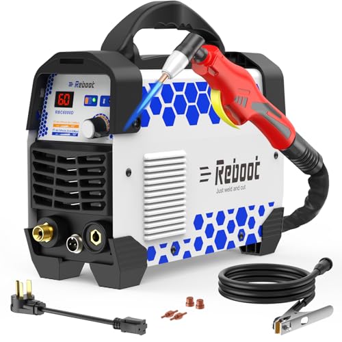 Reboot 60A Plasma Cutter Dual Voltage 120V/240V, 1/2' Clean Cut IGBT Inverter, Portable Metal Cutting Machine with Torch & Tips - RBC6000D 2025 Upgraded (Pre-Installed Air Regulator)
