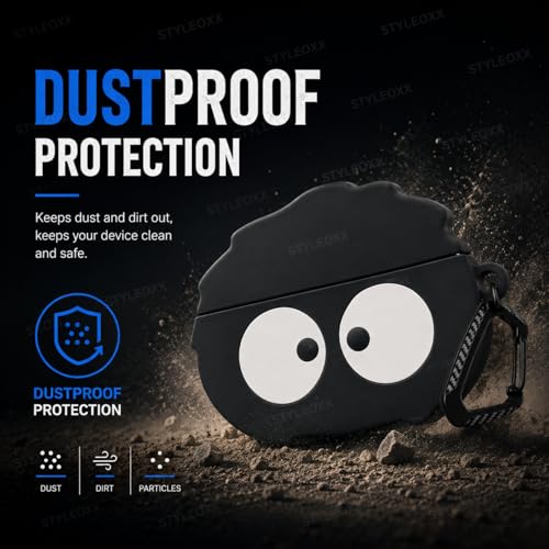 Image of Anvique Silicone Case Cover for Oneplus Nord Buds 4 Pro, Scratch Resistance, Shock Absorption, with Premium Carabiner (Briquette Cartoon)