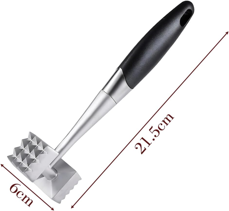 Armo® Stainless Steel Meat Tenderizer Non Slip Double Sided Kitchen Hammer Mallet for Chicken, Beef, Steak
