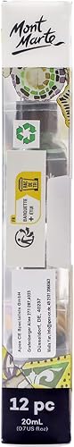 Miniatura 7 de Mont Marte Tinta acrílica de alta calidad, 12 unidades x 0.7 fl oz (0.7 onzas líquidas), tintas acrílicas para artistas, colores esenciales, ideal