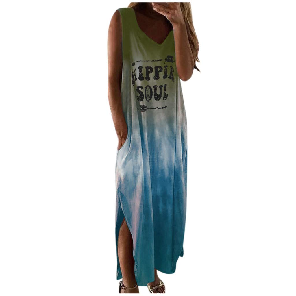 Mikilon Women Tank Maxi Dress Short Sleeve Hippie Soul Layerd | Desertcart  Brunei
