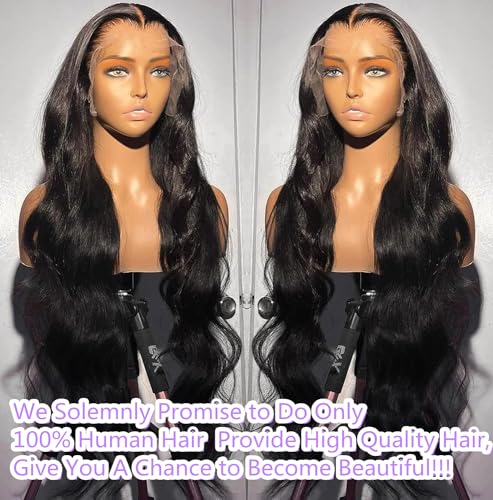 Image of JTMMP 14 Inch 13x6 Lace Front Wigs Human Hair 200% Density Body Wave Lace Front Wig Human Hair HD Transparent Natural Color