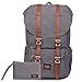 Produktbild KAUKKO Vintage Canvas Rucksack Damen Herren Baumwolle Daypack für 15" Notebook mit Mäppchen für Schule, Uni, Reisen, Wandern, 22L, Grau