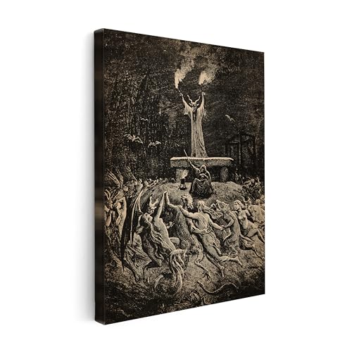 Image of Poster Master Gustave Dore Canvas - Retro Dance of Sabbath Print - Witchcraft Art - Halloween Art - Gift for Him & Her - Gothic Decor for Dorm, Living Room or Bedroom - Available in 8x10 to 30x40