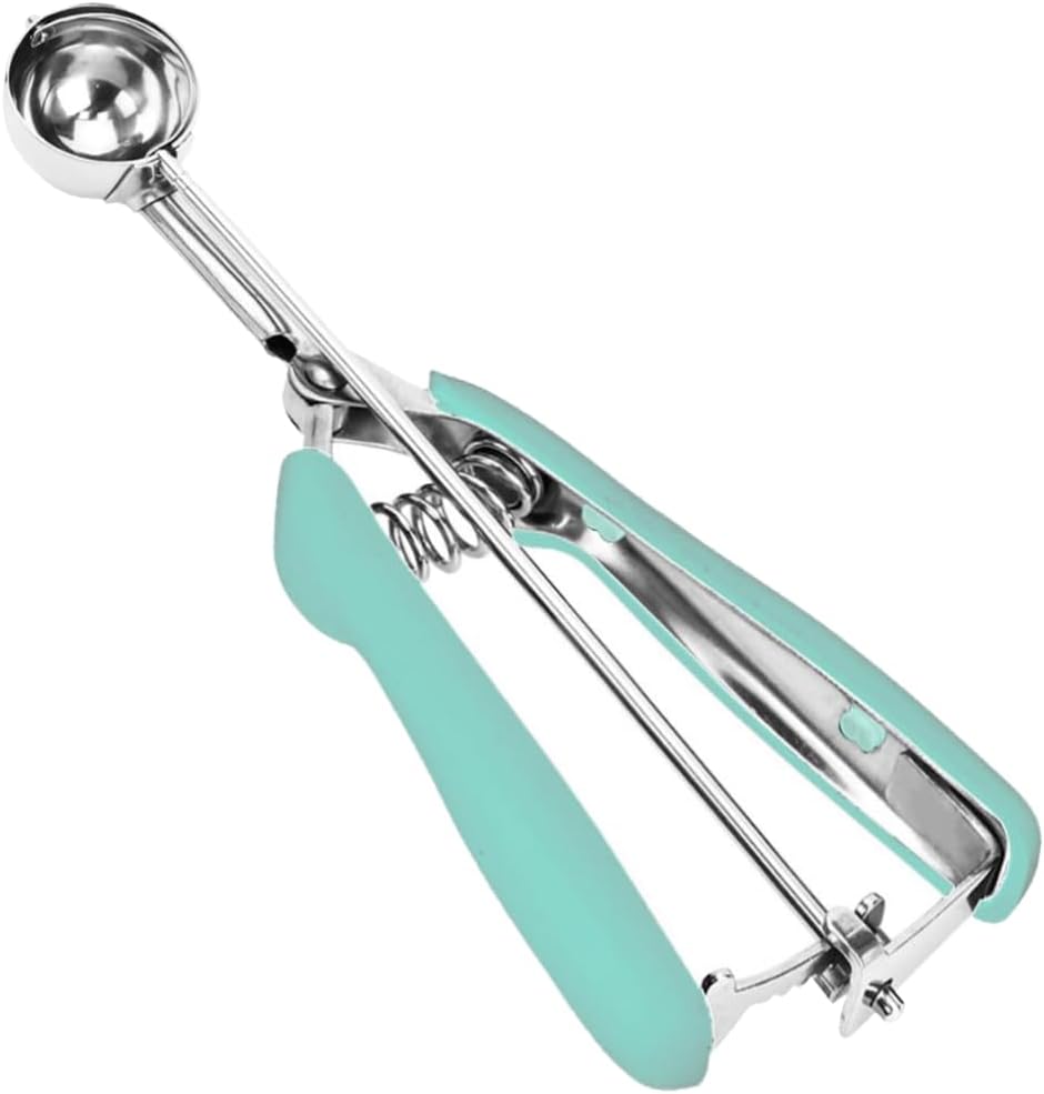 Cookie Scoop, 18/8 Stainless Steel Cookie Scooper, Mini Cookie Scoops for Baking, 1Tsp/5ml/ 0.17oz Tbsp Cookie Dough Scoop, Melon Scooper with Trigger Release, Cookie Scooper for Baking(Mint Green)