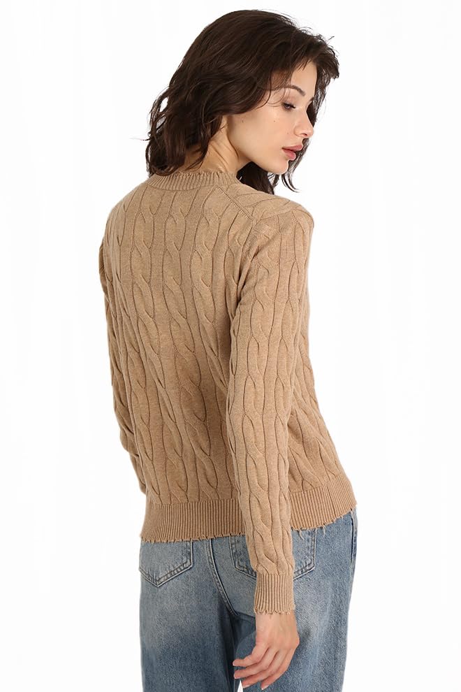 Image of Minnie Rose Women's Long Sleeve V Neck Cotton Frayed Cardigan Sweater